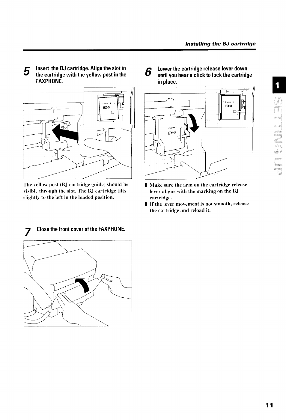 Close the front cover of the faxphone | Canon B550 User Manual | Page 23 / 136