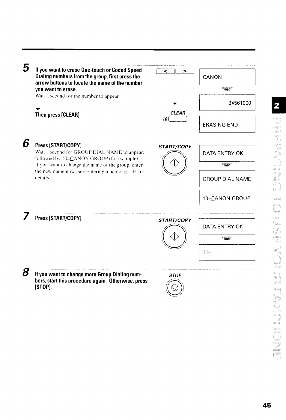 Then press [clear, Press [start/copy | Canon B550 User Manual | Page 57 / 136