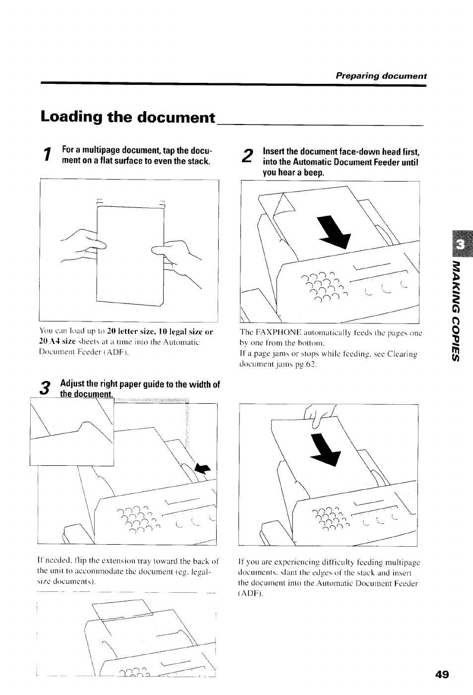 Loading the document | Canon B550 User Manual | Page 61 / 136