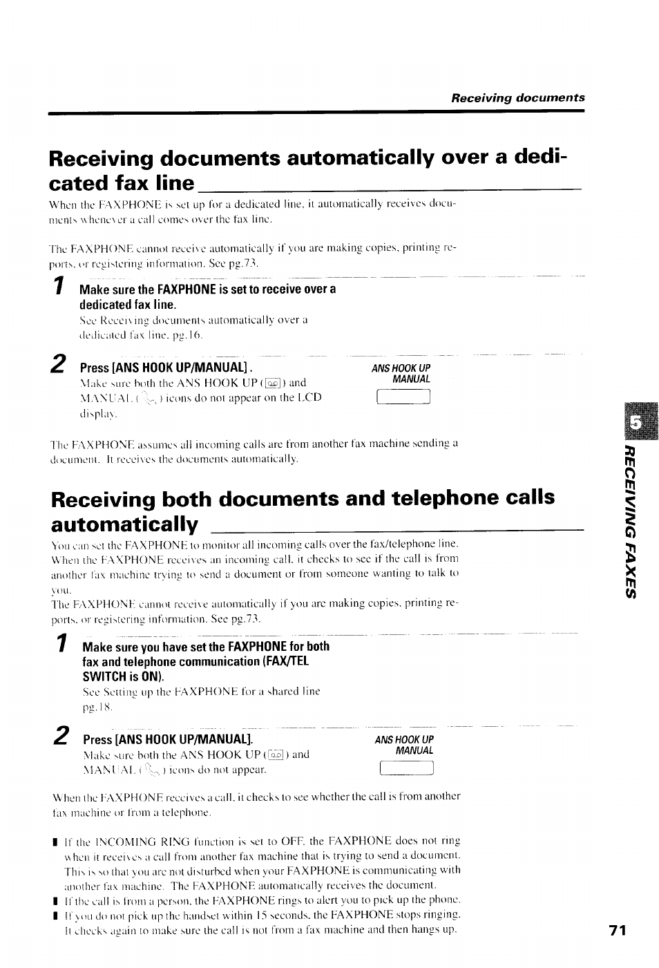 Press [ans hook up/manual | Canon B550 User Manual | Page 83 / 136