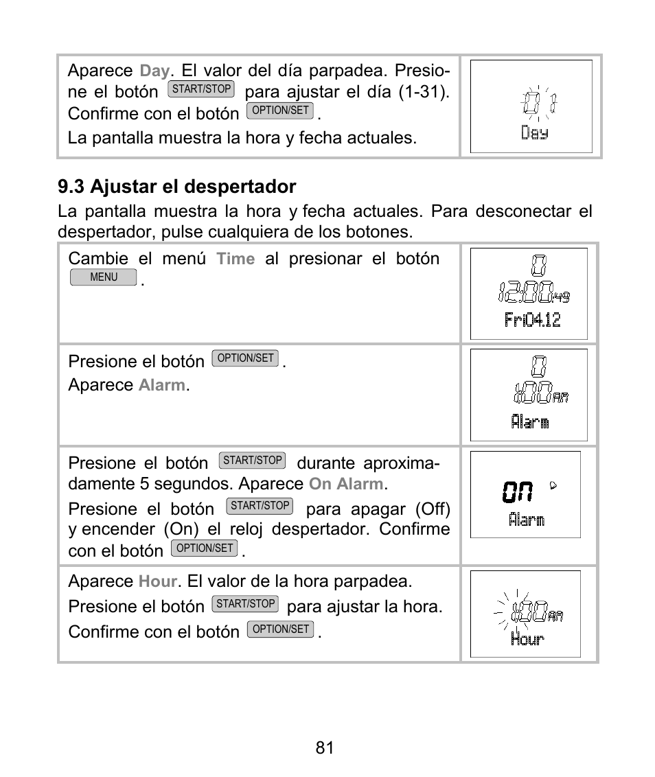 3 ajustar el despertador | Beurer PM 62 User Manual | Page 82 / 112