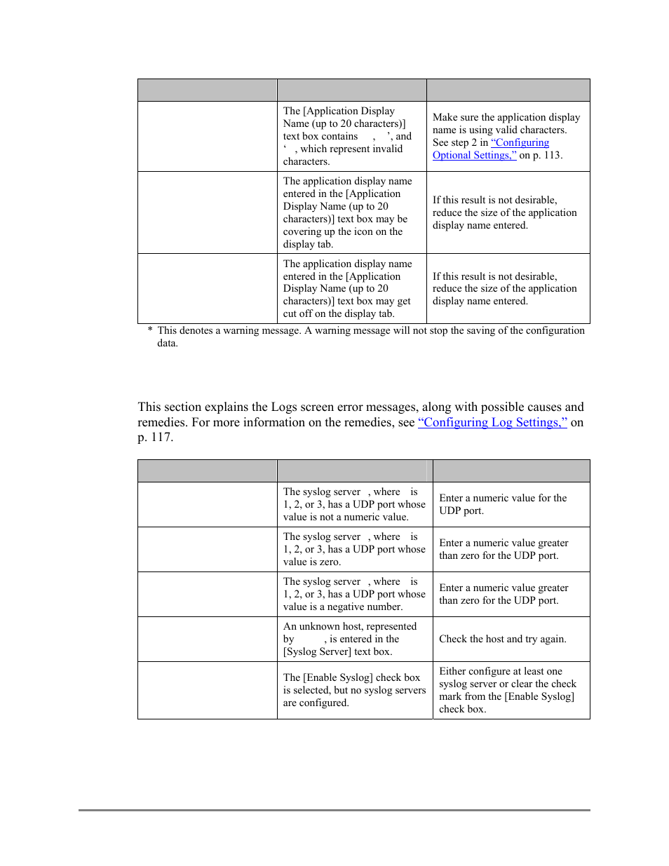 Logs screen error messages, 11 logs screen error messages | Canon Authorized Sen for ImageRUNNER Machines Version 4.1 User Manual | Page 161 / 176
