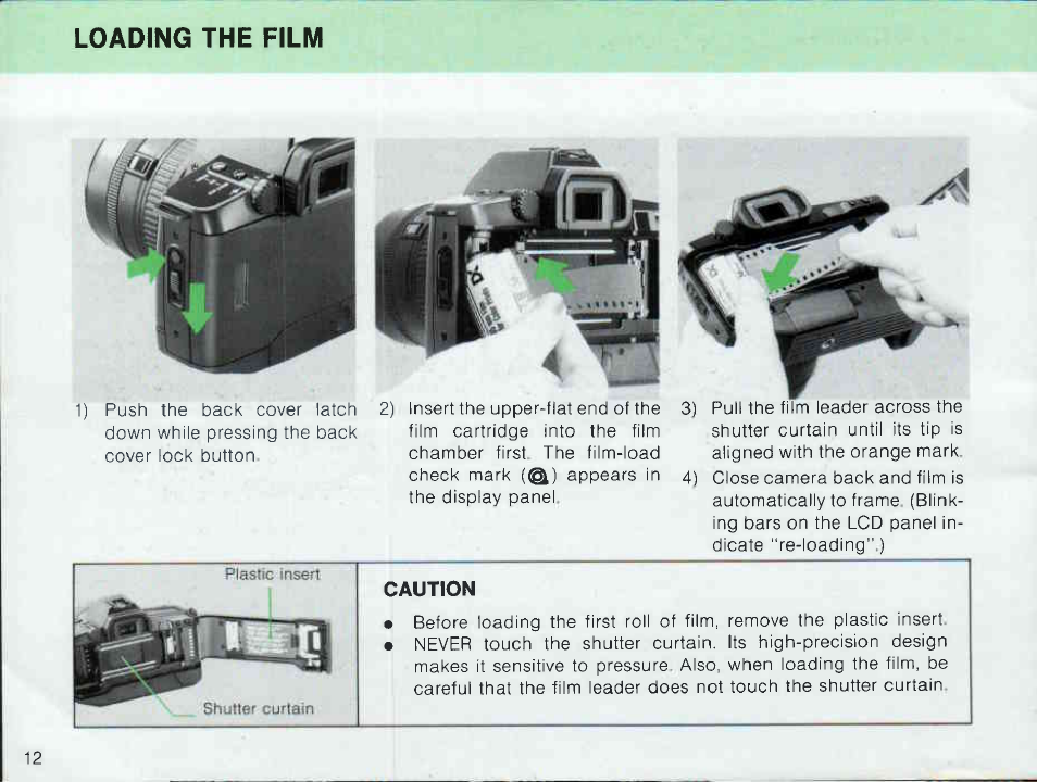 Loading the battery | Canon EOS 600 User Manual | Page 14 / 114