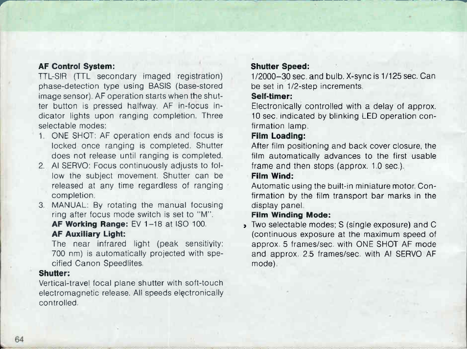 Partial metering | Canon EOS 600 User Manual | Page 66 / 114