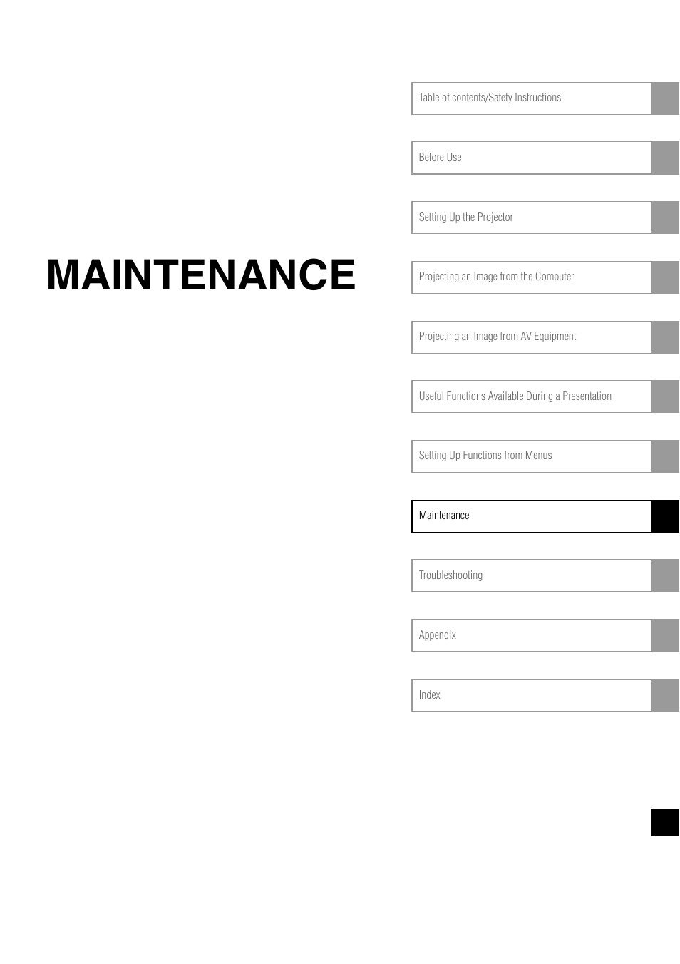 Maintenance | Canon REALiS X700 User Manual | Page 115 / 141