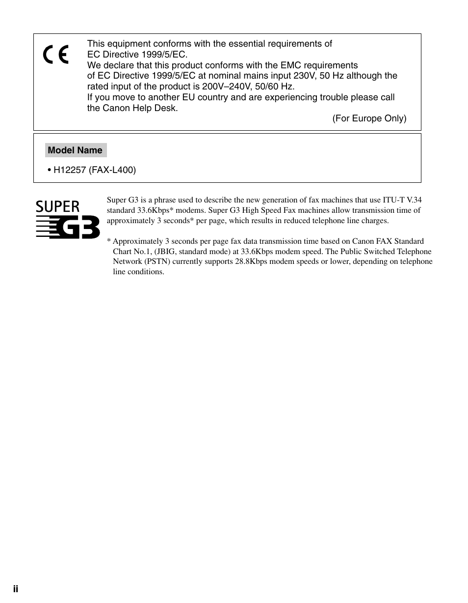 Canon FAX-L400 User Manual | Page 3 / 110