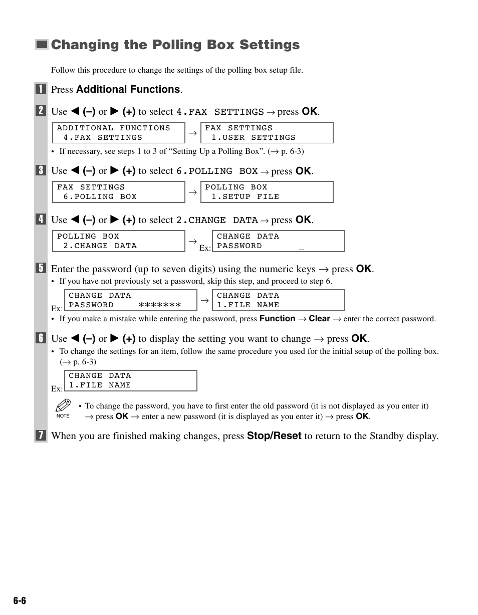 Changing the polling box settings | Canon FAX-L400 User Manual | Page 67 / 110