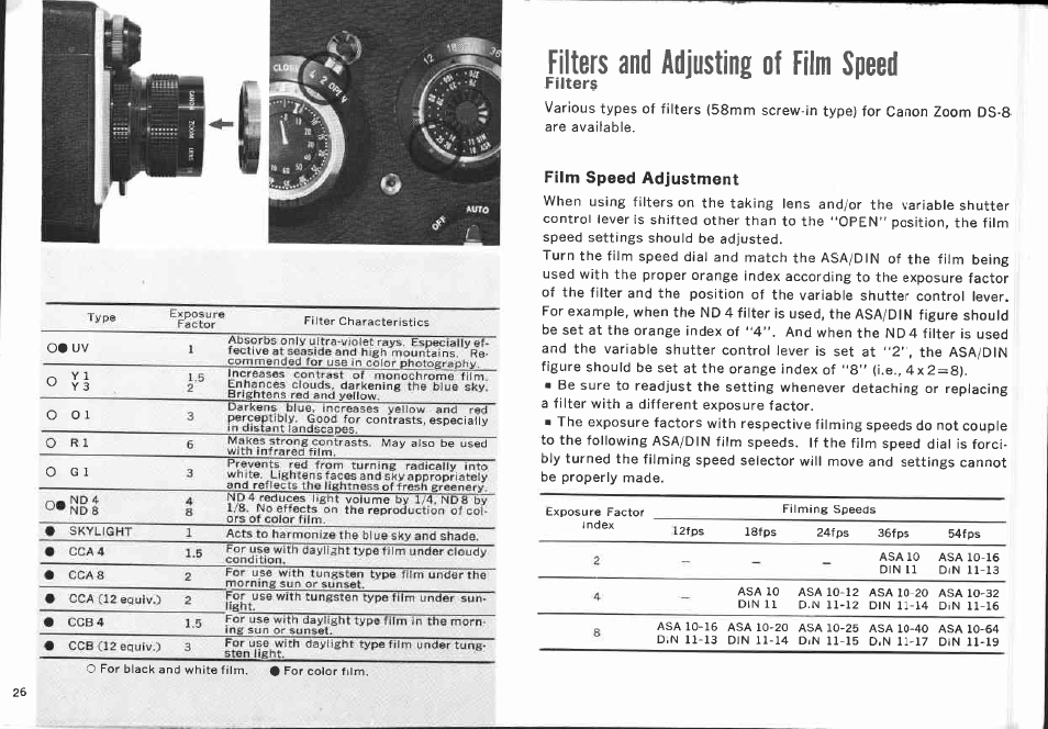 Focusing, Checking the exposure indicator | Canon DS-8 User Manual | Page 26 / 56