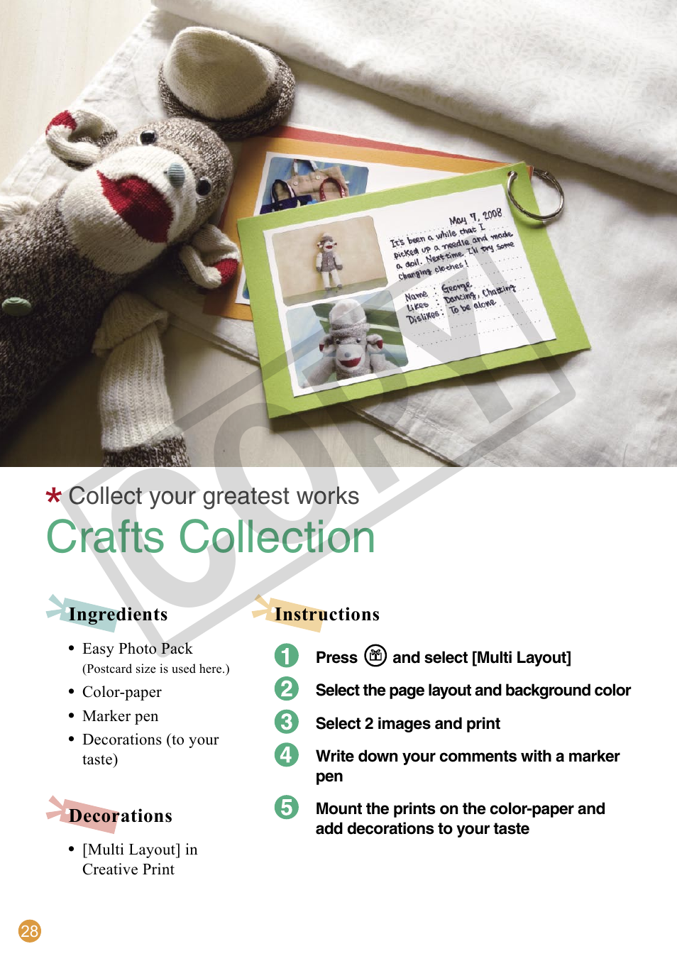 Co py, Crafts collection | Canon SELPHY CDI-E370-010 User Manual | Page 28 / 32