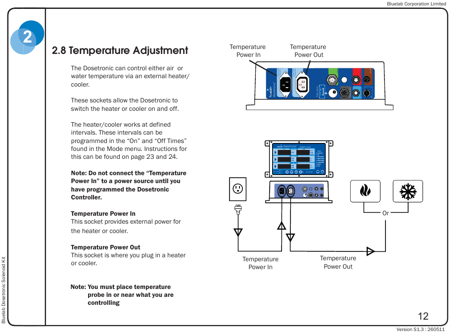 8 temperature adjustment, Dc input: 5v a | Bluelab Dosetronic Solenoid Kit User Manual | Page 16 / 45