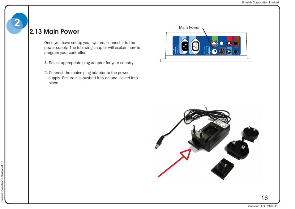 13 main power, Dc input: 5v a | Bluelab Dosetronic Solenoid Kit User Manual | Page 20 / 45