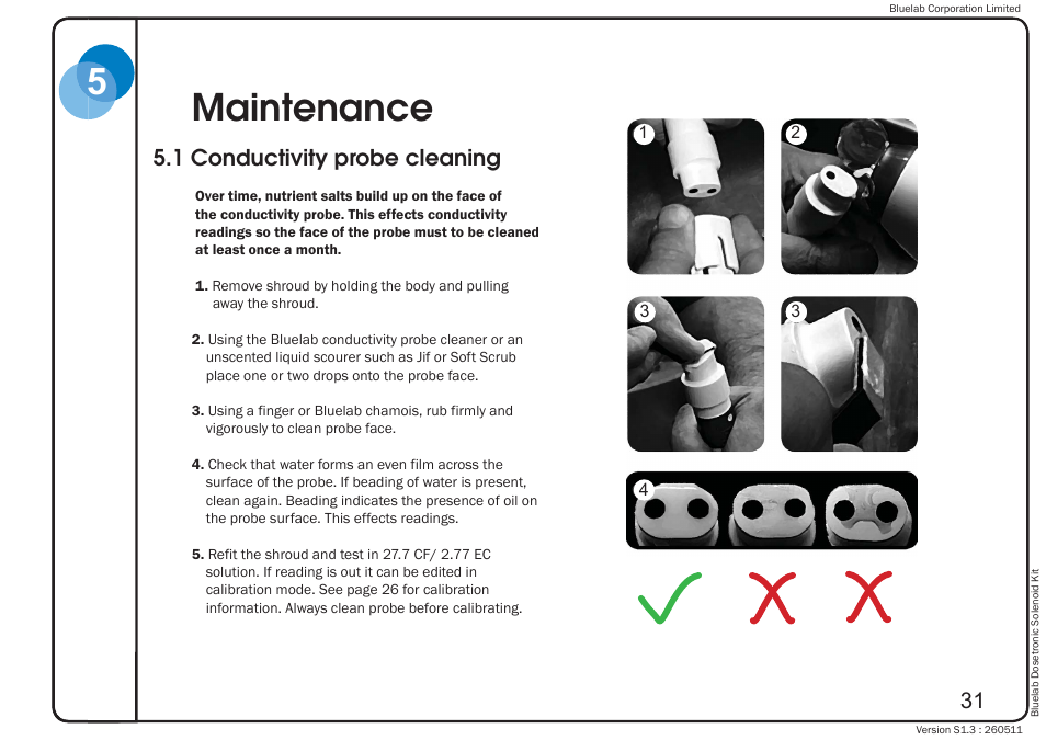 Maintenance, 1 conductivity probe cleaning | Bluelab Dosetronic Solenoid Kit User Manual | Page 35 / 45