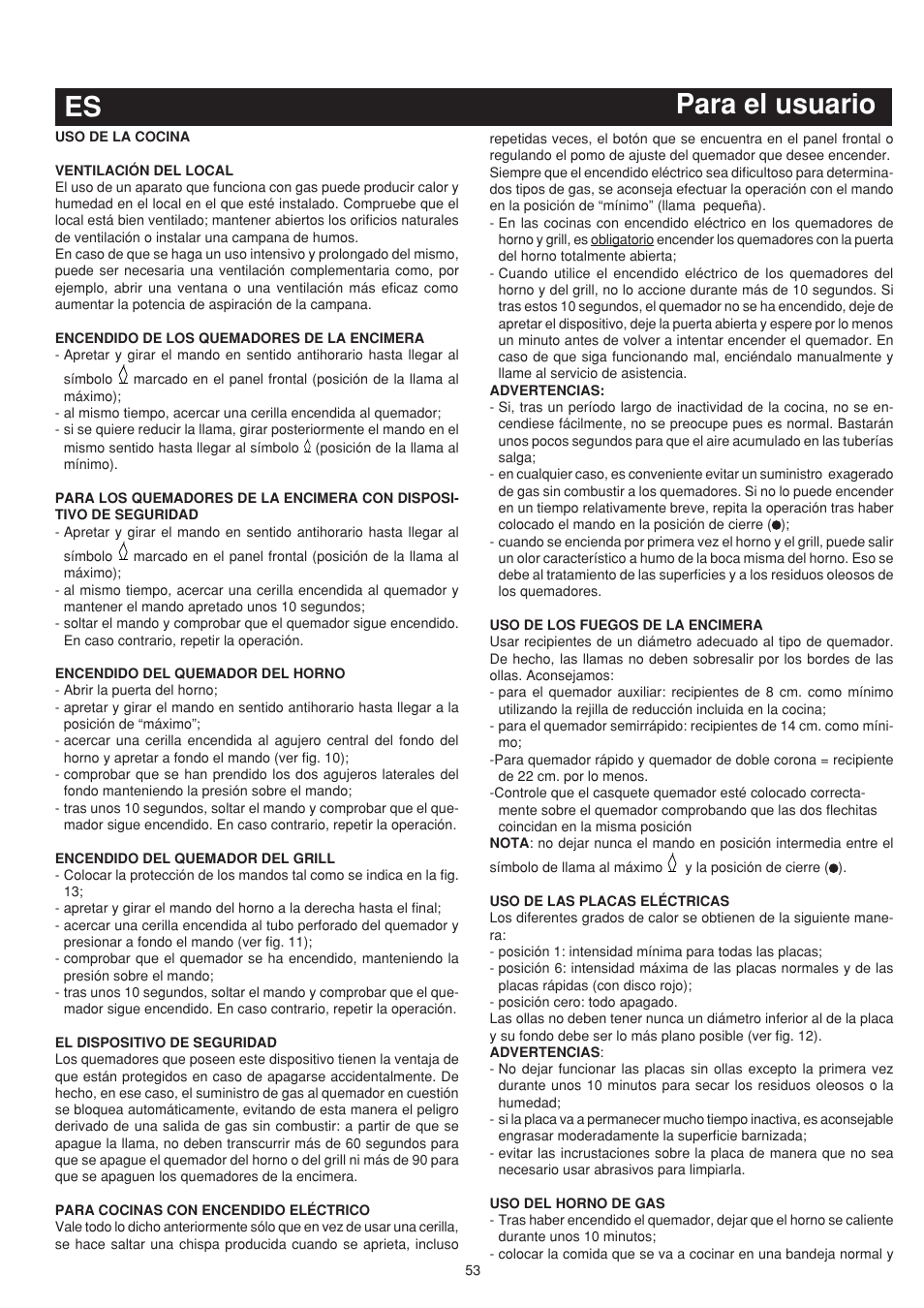 Para el usuario es | Bompani BO683YD/N User Manual | Page 53 / 60