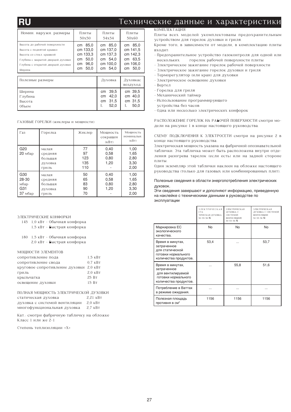 Texniheskie dannye i xarakteristiki ru | Bompani BO743WI/N User Manual | Page 27 / 60