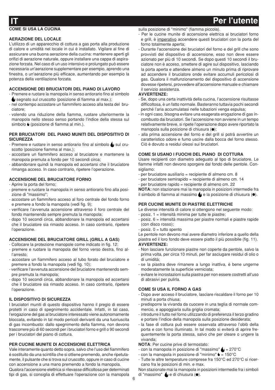 Per l'utente it | Bompani BO743WI/N User Manual | Page 6 / 60