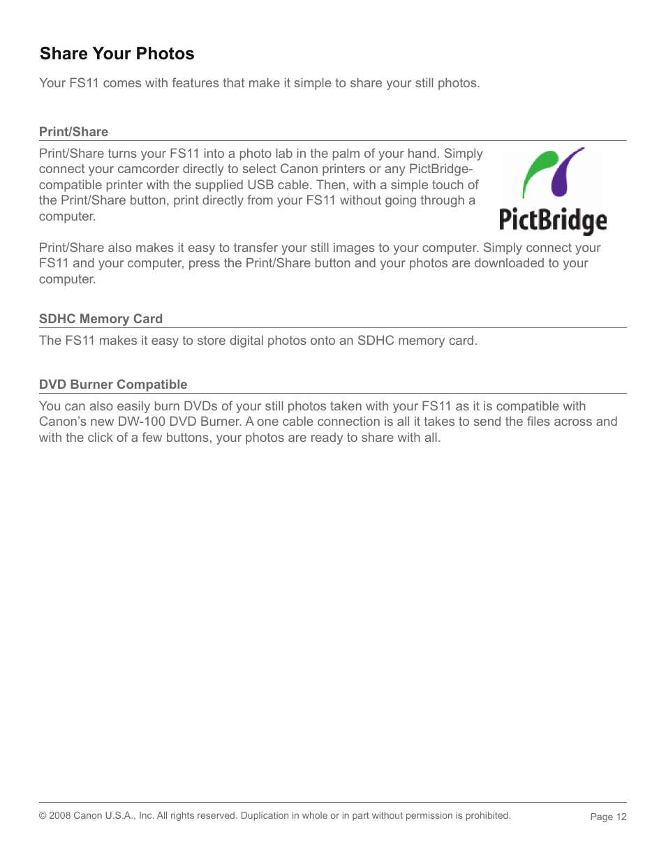 Share your photos | Canon 2685B001 User Manual | Page 12 / 17