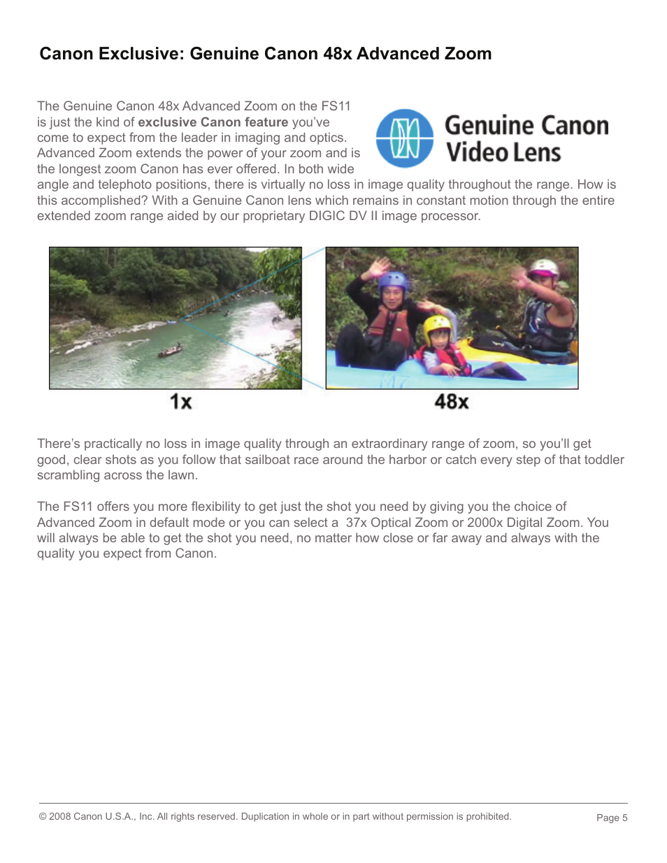 Canon exclusive: genuine canon 48x advanced zoom | Canon 2685B001 User Manual | Page 5 / 17