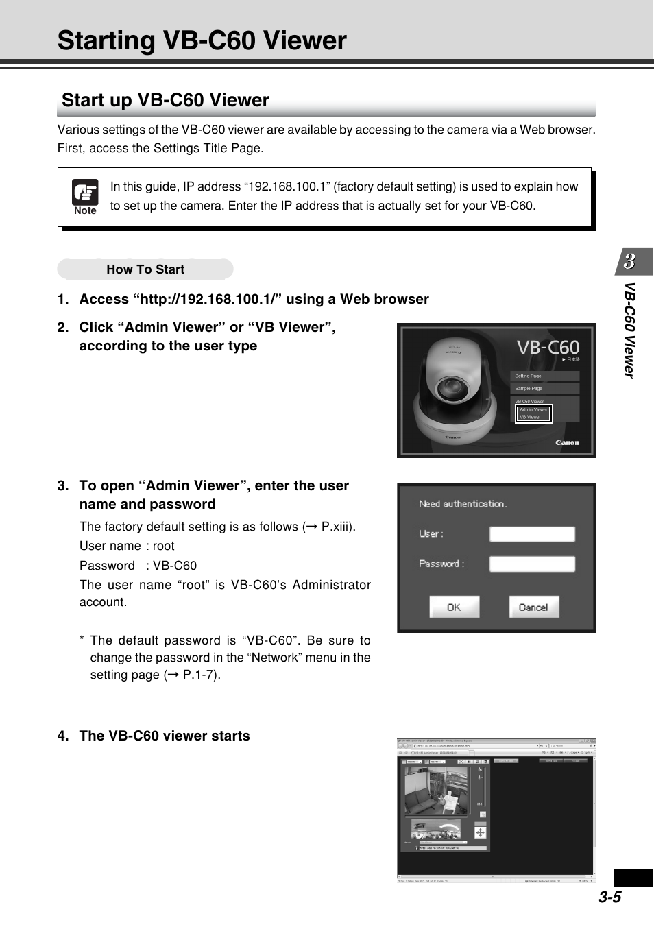 Starting vb-c60 viewer, Start up vb-c60 viewer | Canon VB-C60B User Manual | Page 103 / 162