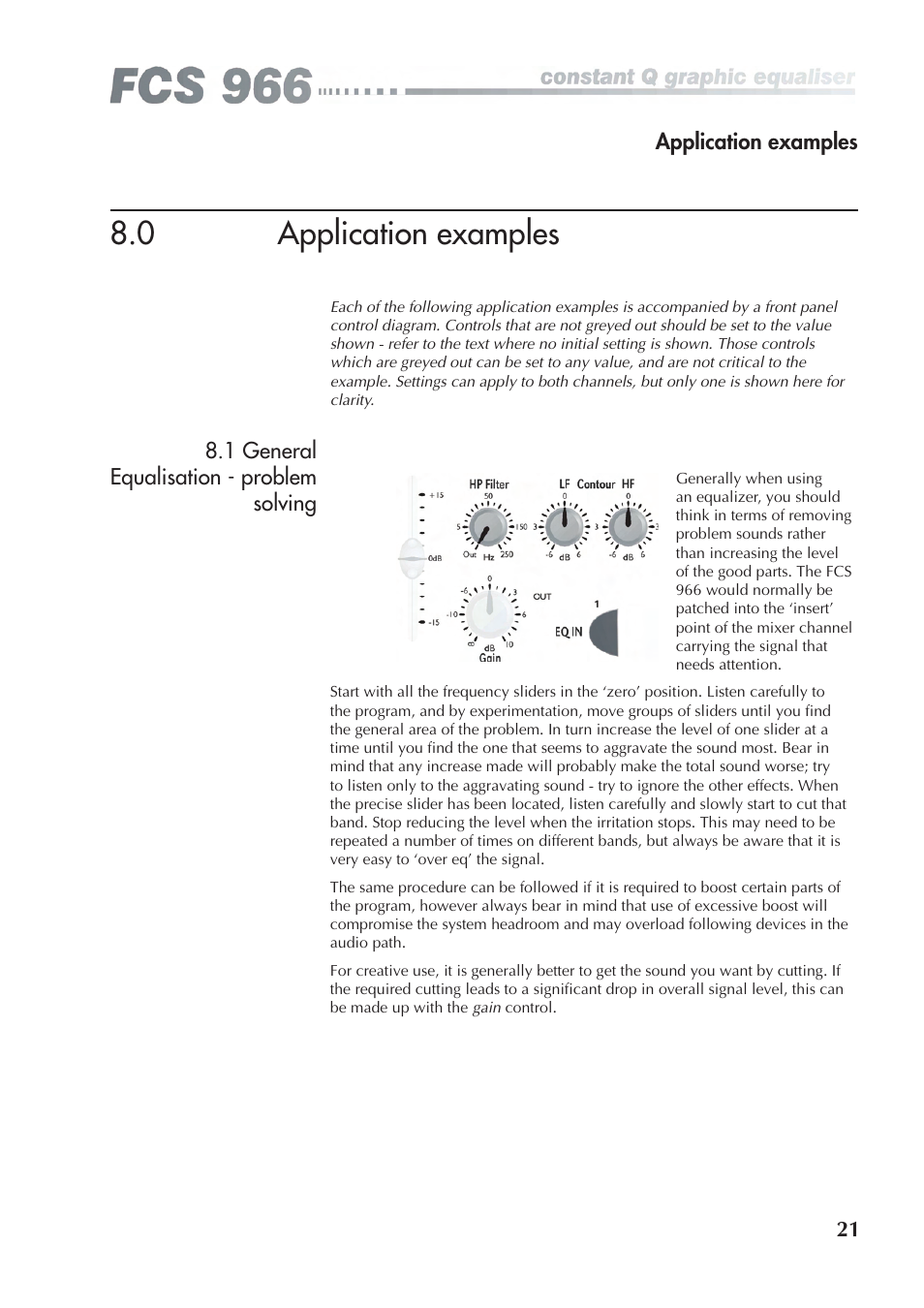 0 application examples | BSS Audio FCS-966 Owner's Manual User Manual | Page 21 / 32