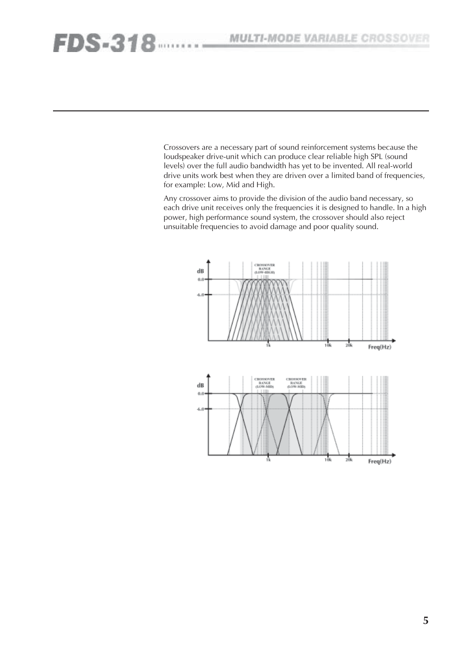 0 what is a crossover | BSS Audio FDS-318 Owner's Manual User Manual | Page 5 / 36