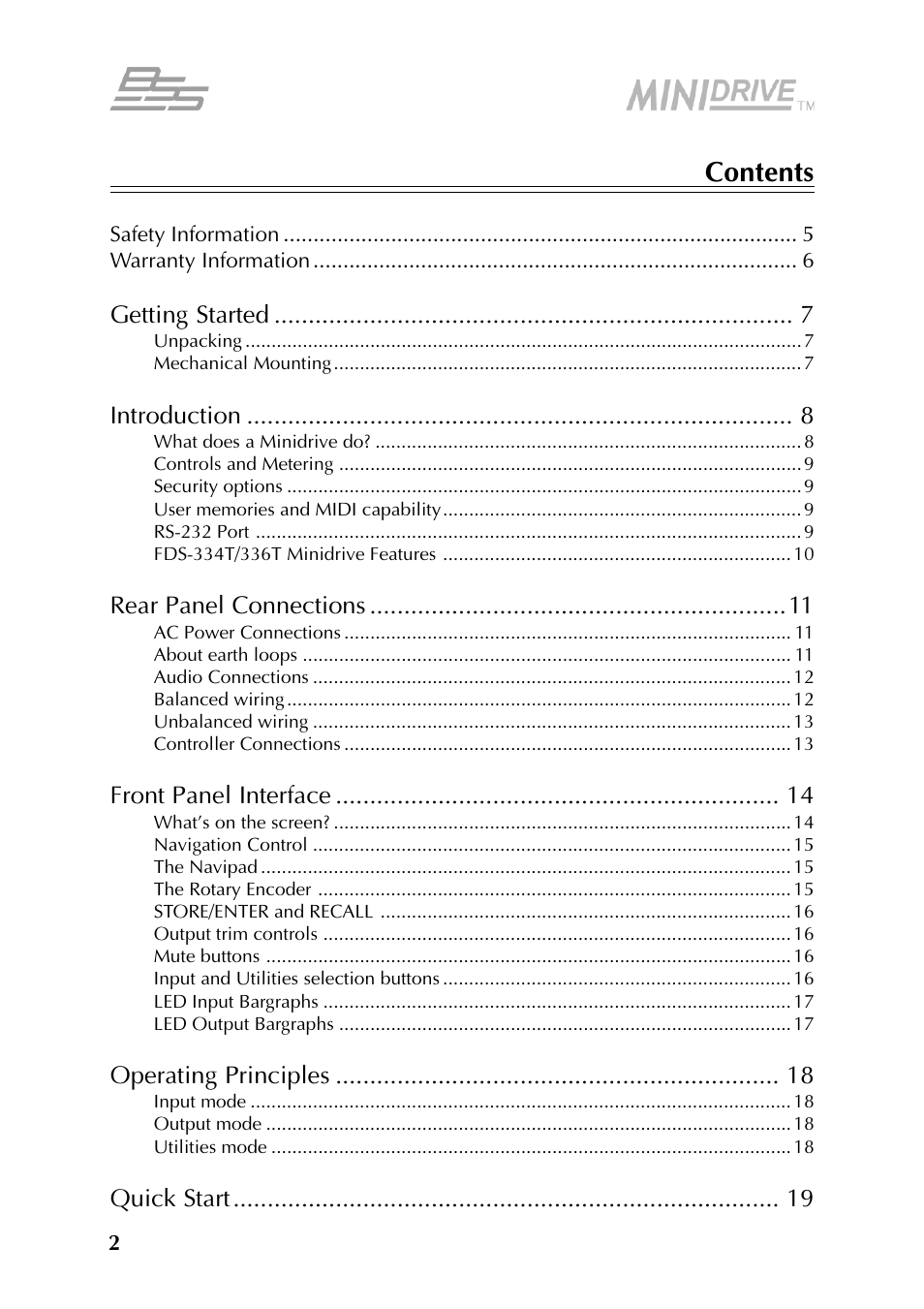 BSS Audio FDS-334T Owner's Manual User Manual | Page 2 / 56