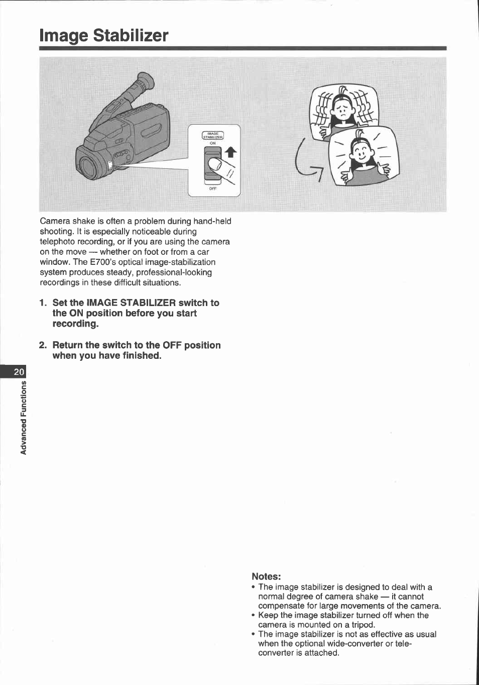 Zooming, Notes, Minimum focusing distance | Canon E 700 User Manual | Page 22 / 47