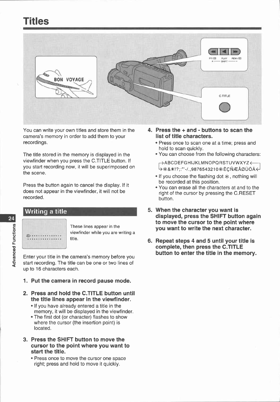 Age insert, Setting the age display, Put the camera in record pause mode | Scan and set the months in the same way, Note | Canon E 700 User Manual | Page 26 / 47