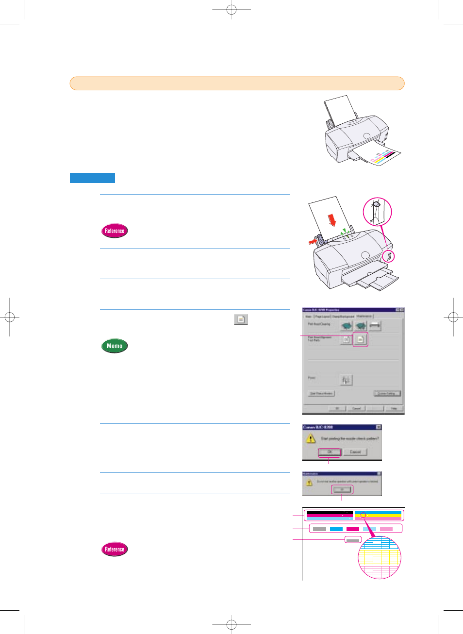 1 printing a nozzle check pattern | Canon BJC-8200 User Manual | Page 70 / 85