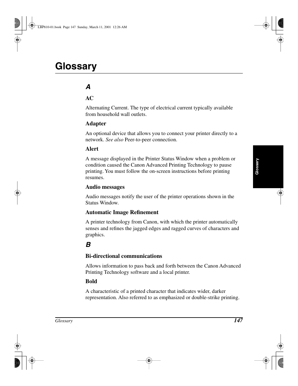 Glossary | Canon LBP-810 User Manual | Page 163 / 180