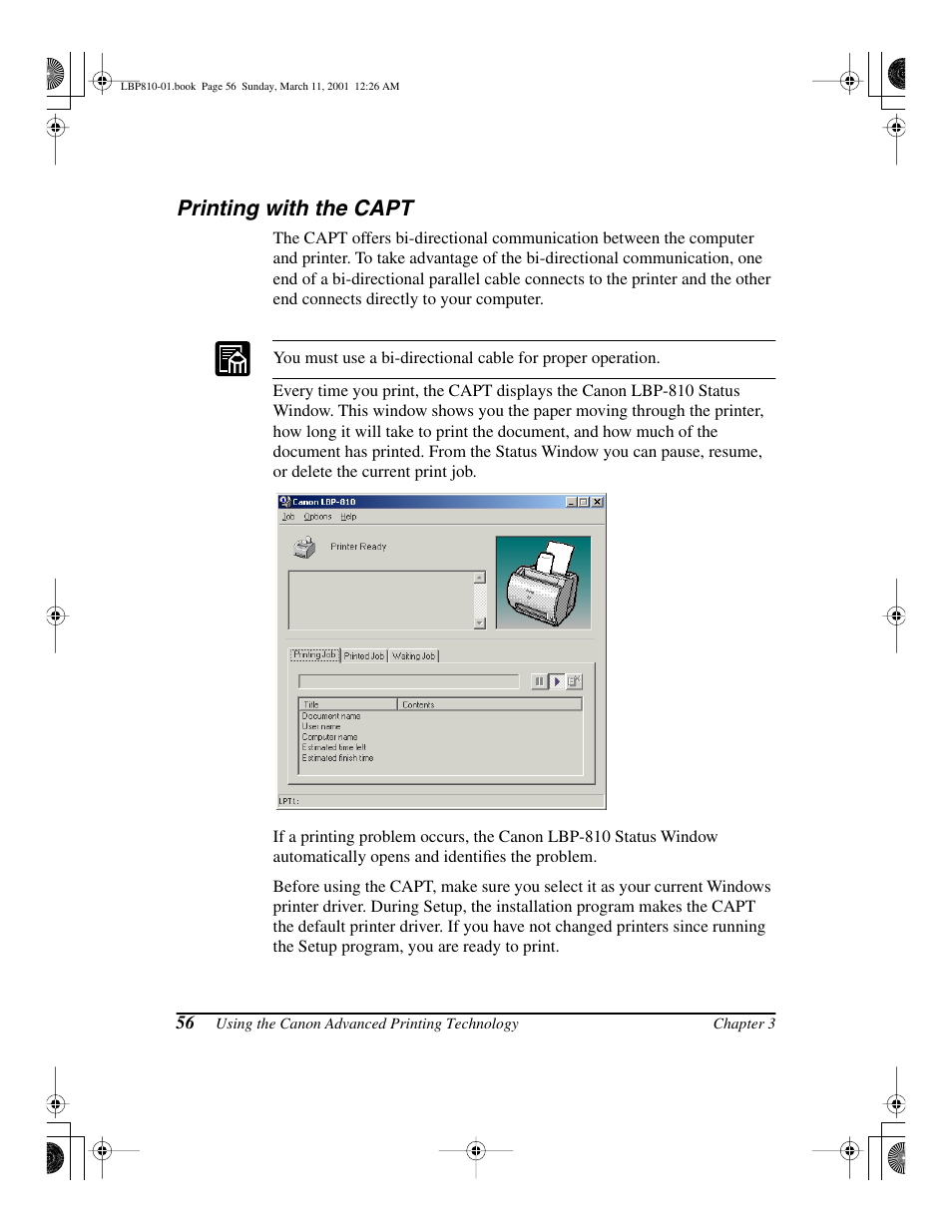 Printing with the capt | Canon LBP-810 User Manual | Page 72 / 180