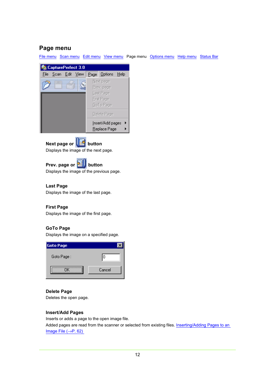Page menu | Canon Capture Perfect 3.0 User Manual | Page 12 / 70