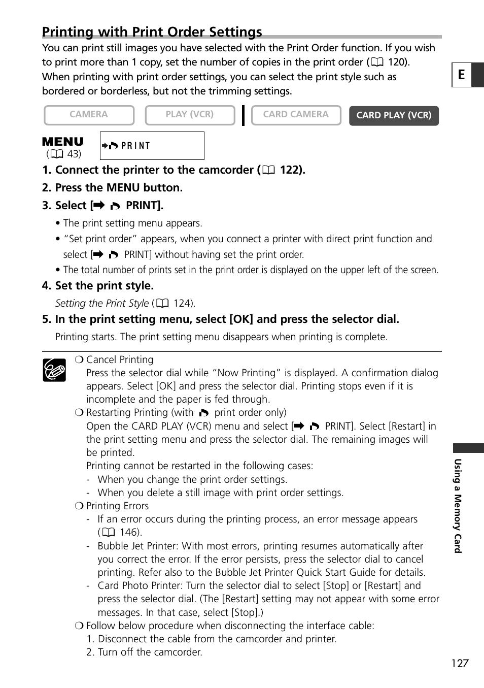Eprinting with print order settings | Canon OPTURA10 User Manual | Page 127 / 163