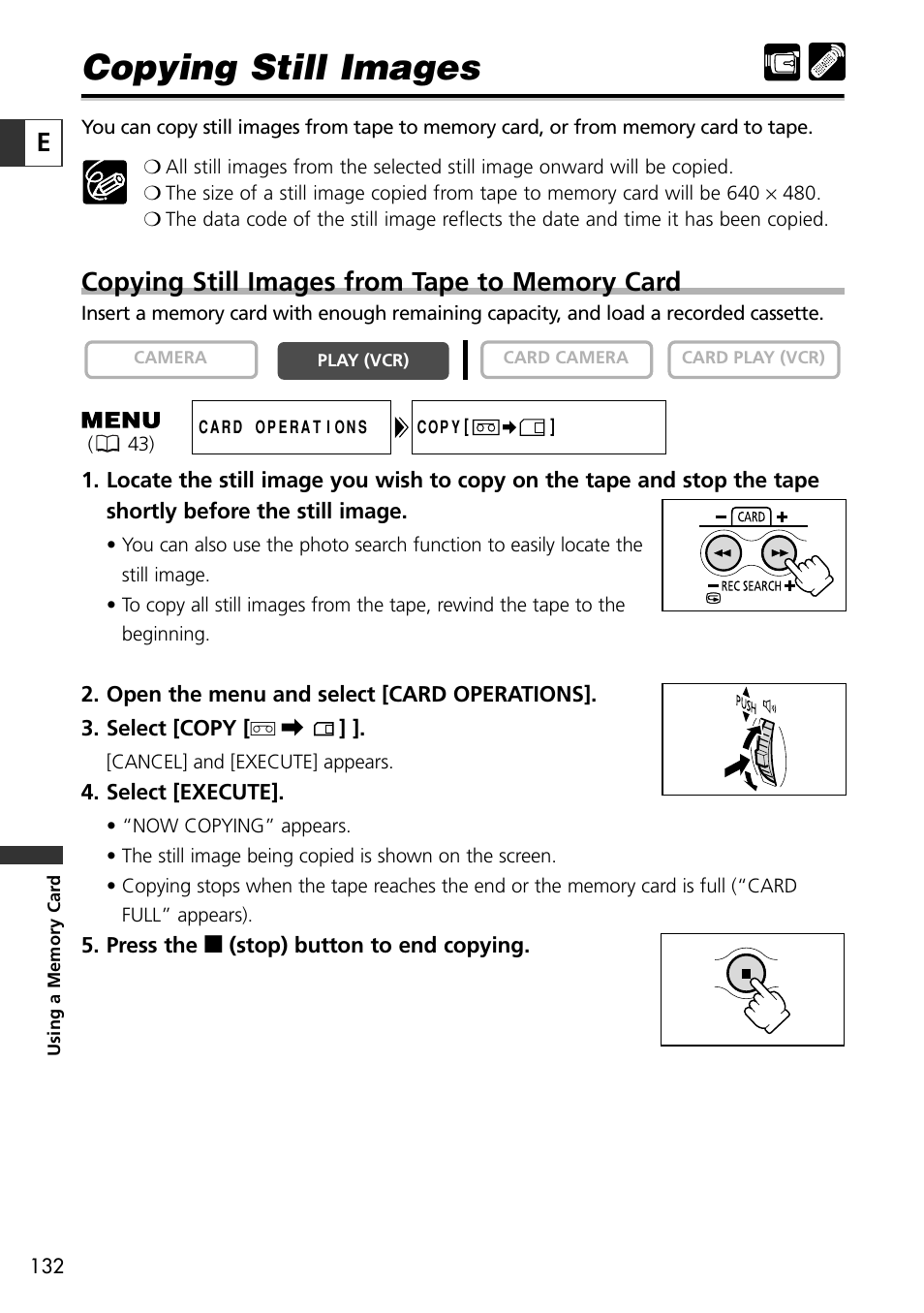 Copying still images | Canon OPTURA10 User Manual | Page 132 / 163