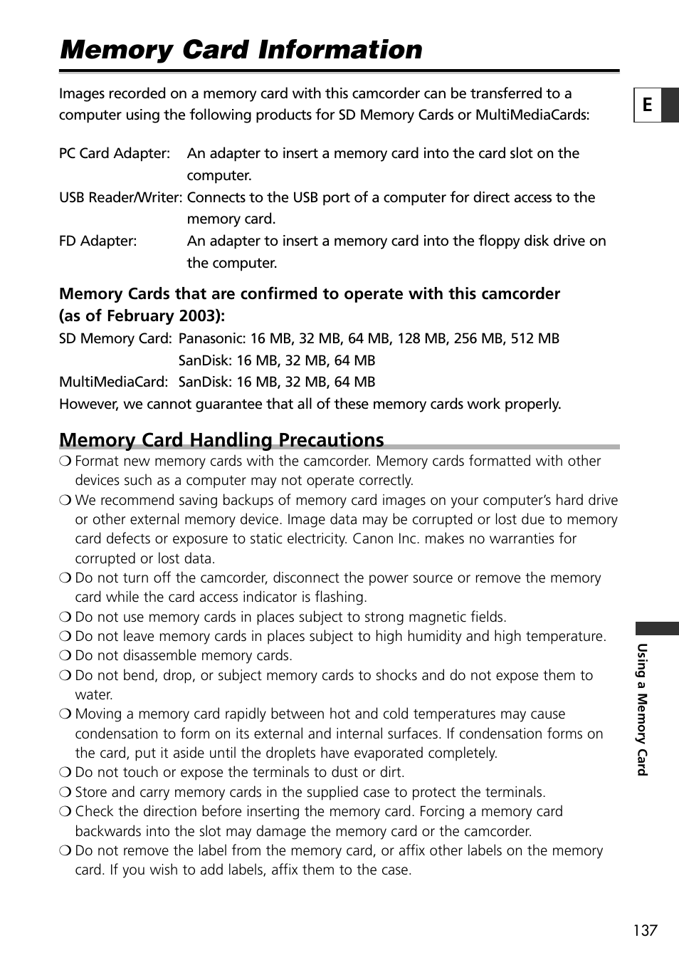 Canon OPTURA10 User Manual | Page 137 / 163