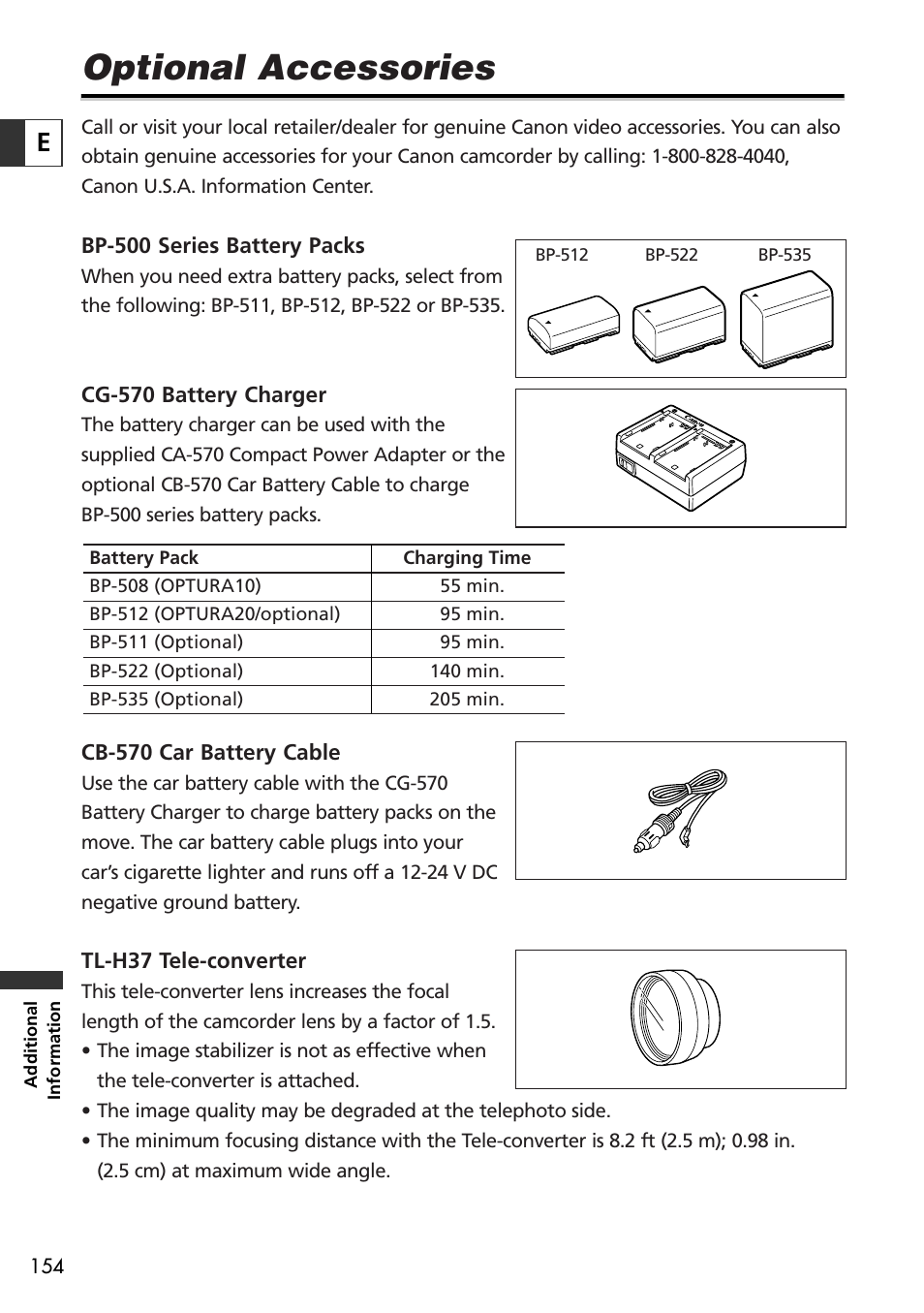 Optional accessories | Canon OPTURA10 User Manual | Page 154 / 163