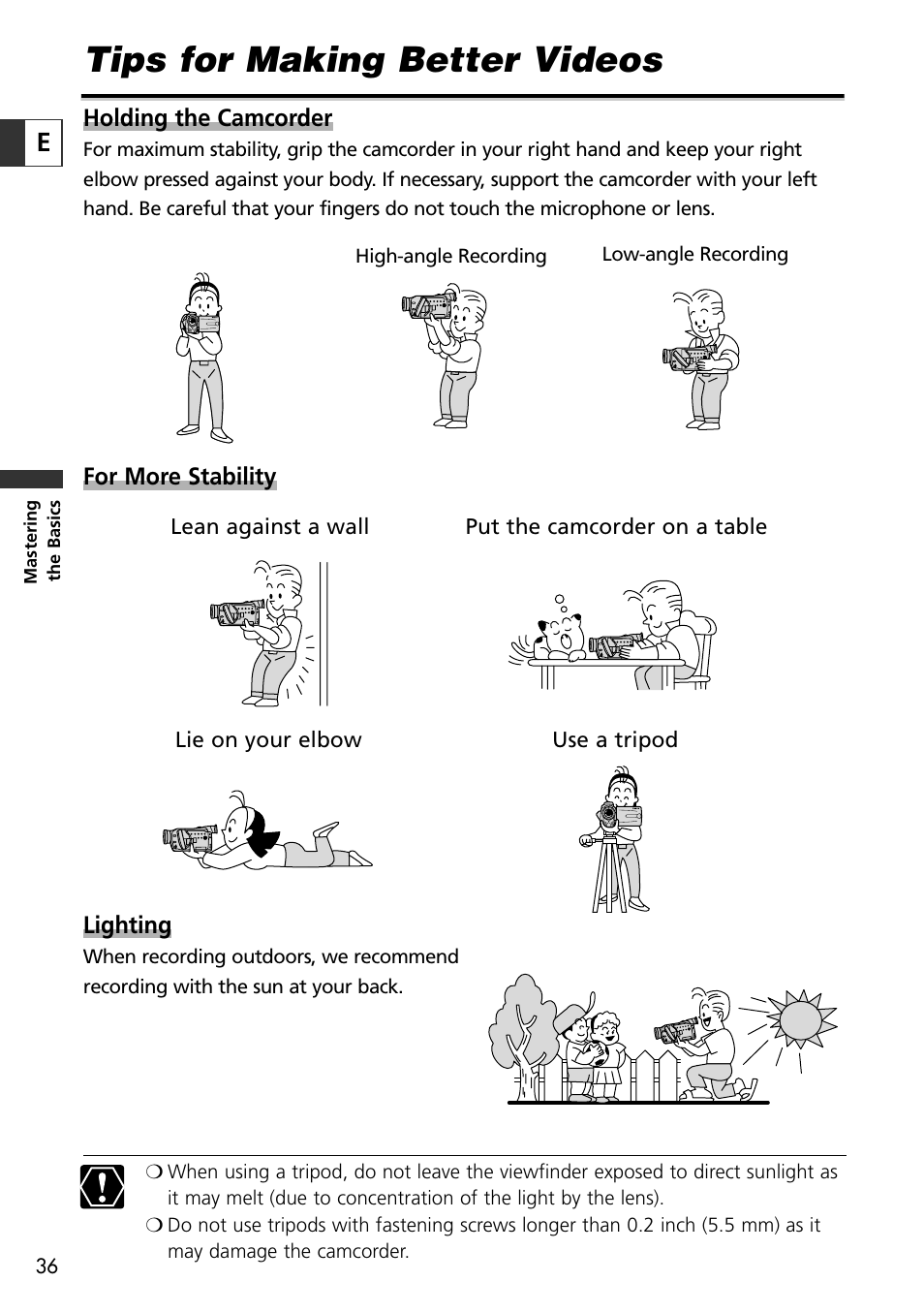 Tips for making better videos | Canon OPTURA10 User Manual | Page 36 / 163