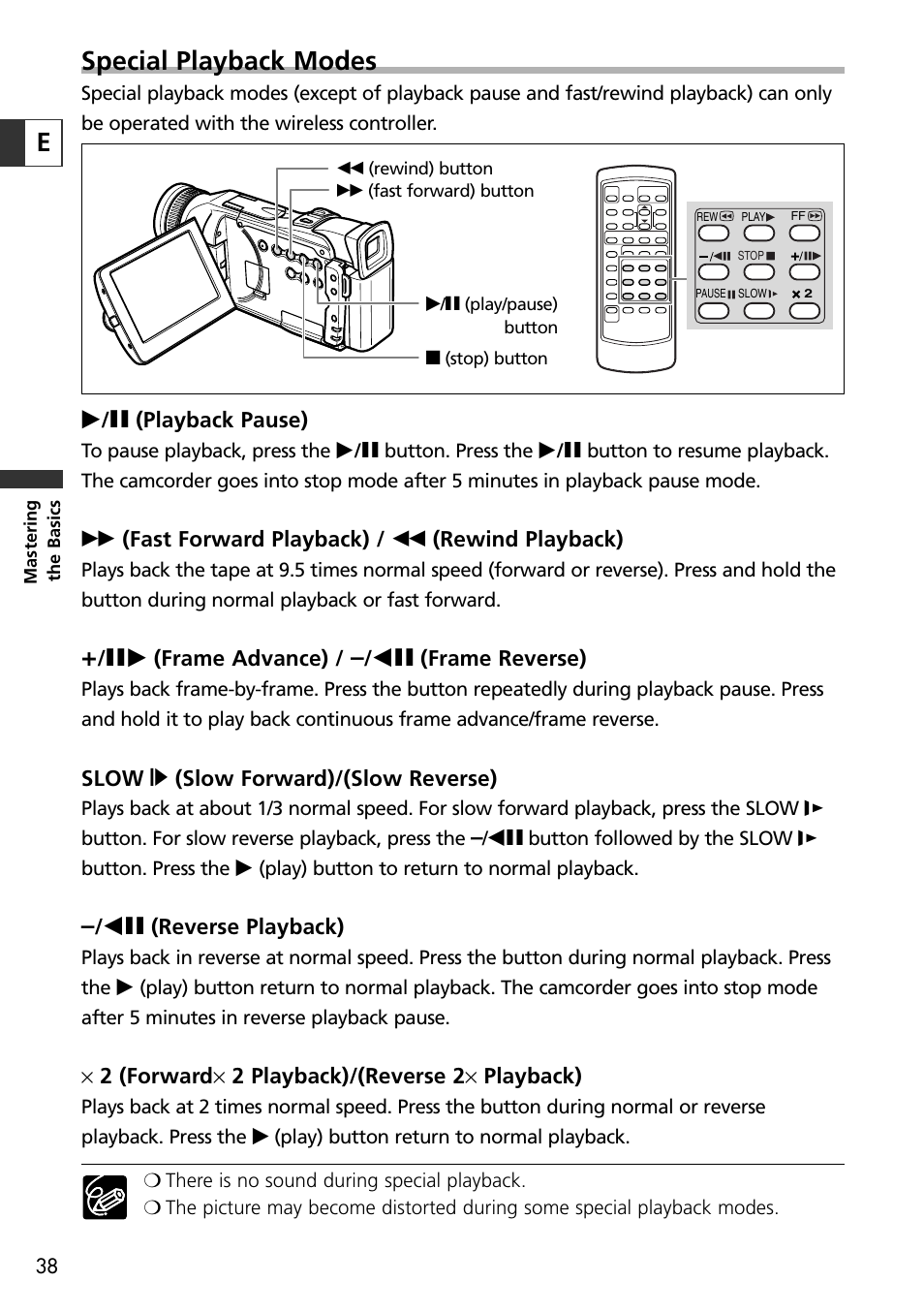Especial playback modes | Canon OPTURA10 User Manual | Page 38 / 163