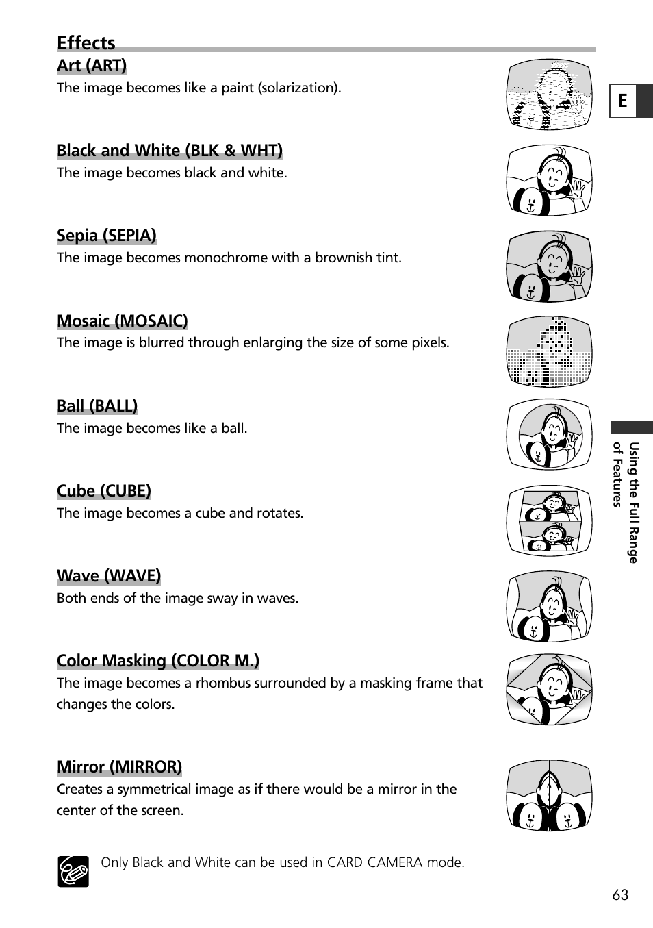 Eeffects | Canon OPTURA10 User Manual | Page 63 / 163