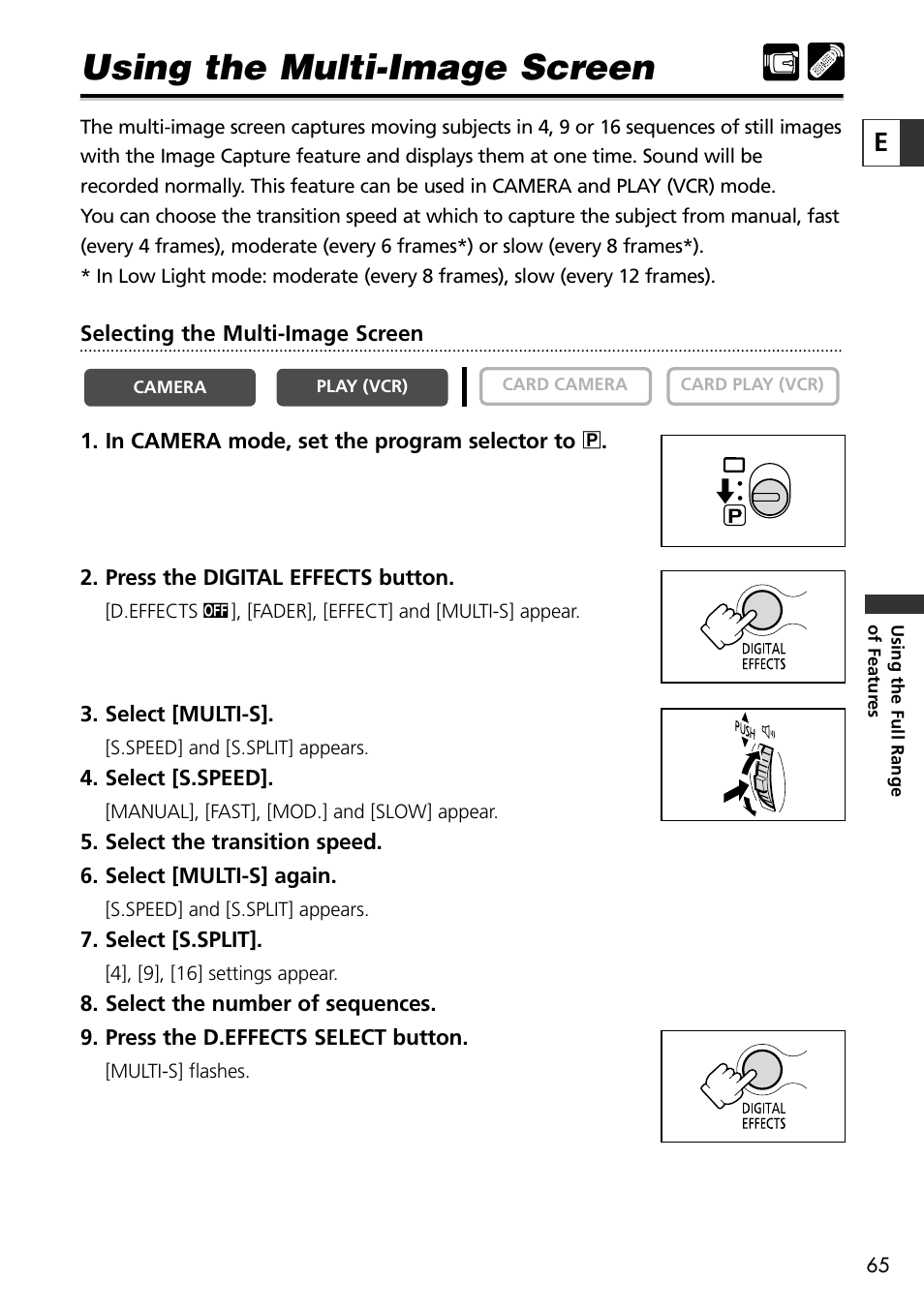 Using the multi-image screen | Canon OPTURA10 User Manual | Page 65 / 163