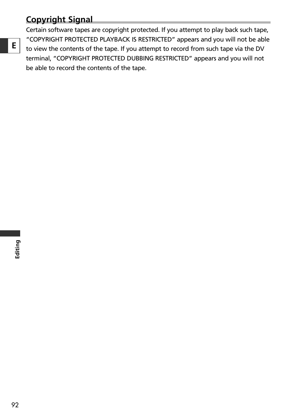 Copyright signal | Canon OPTURA10 User Manual | Page 92 / 163