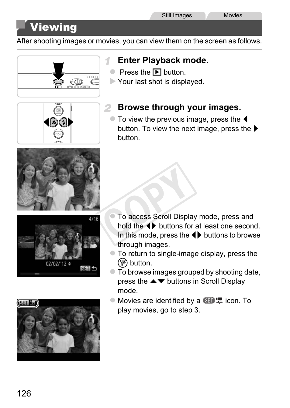 Pp. 126, Cop y, Viewing | Canon 500 HS User Manual | Page 125 / 217