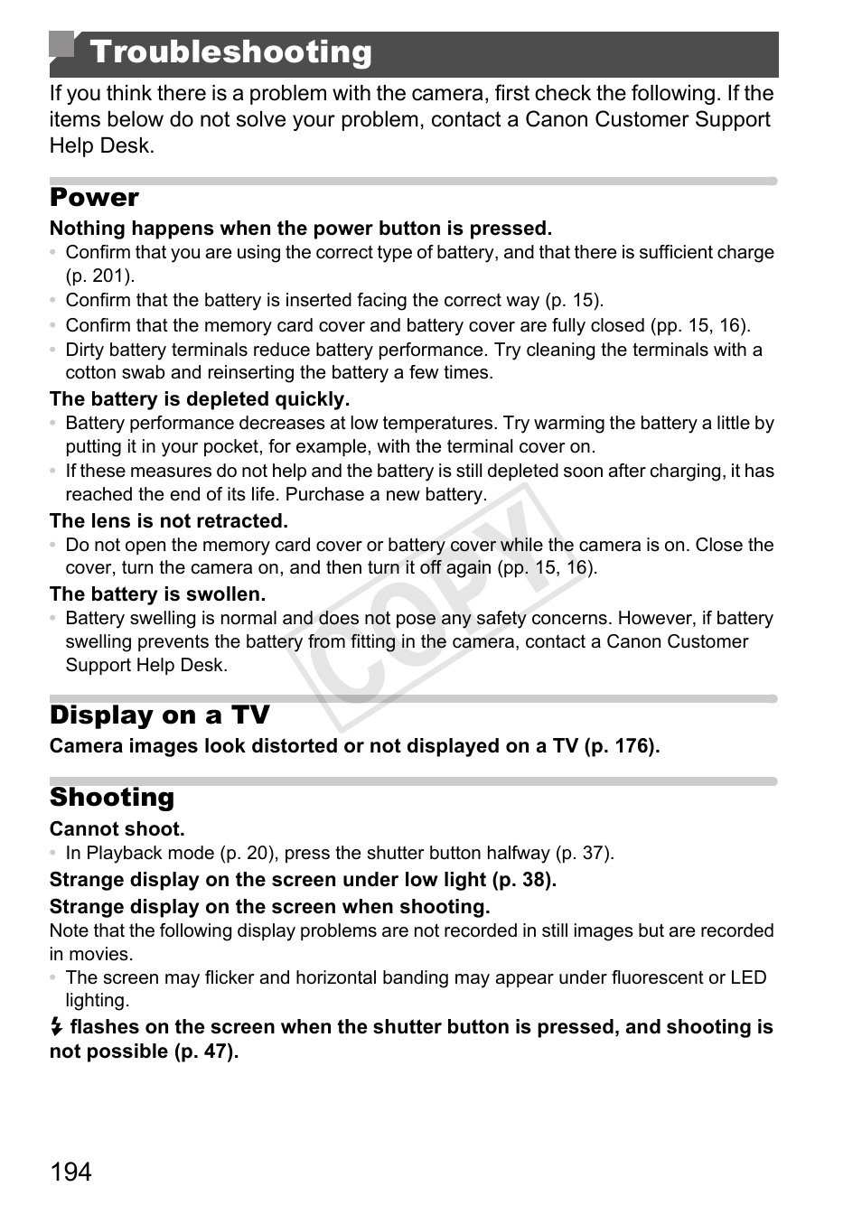 Troubleshooting, Cop y | Canon 500 HS User Manual | Page 193 / 217