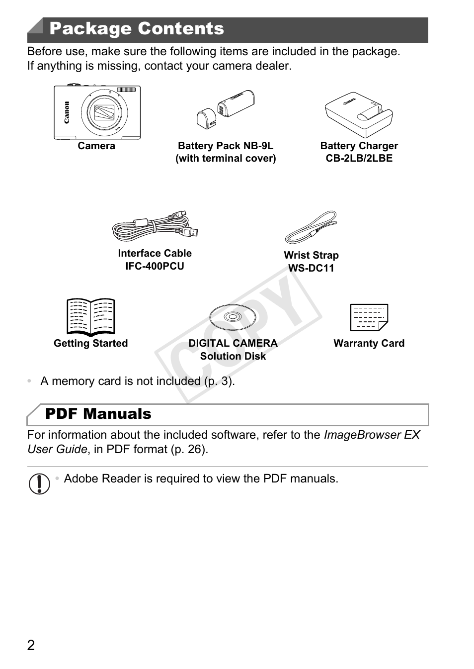 Cop y | Canon 500 HS User Manual | Page 2 / 217