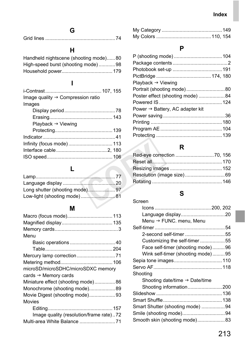 C op y | Canon 500 HS User Manual | Page 212 / 217