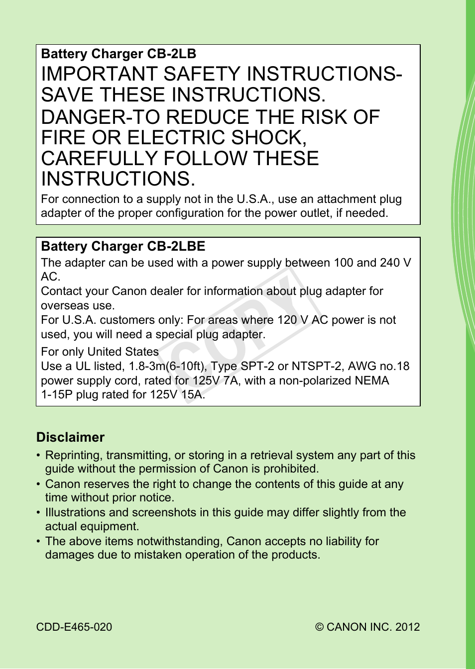 Cop y | Canon 500 HS User Manual | Page 217 / 217
