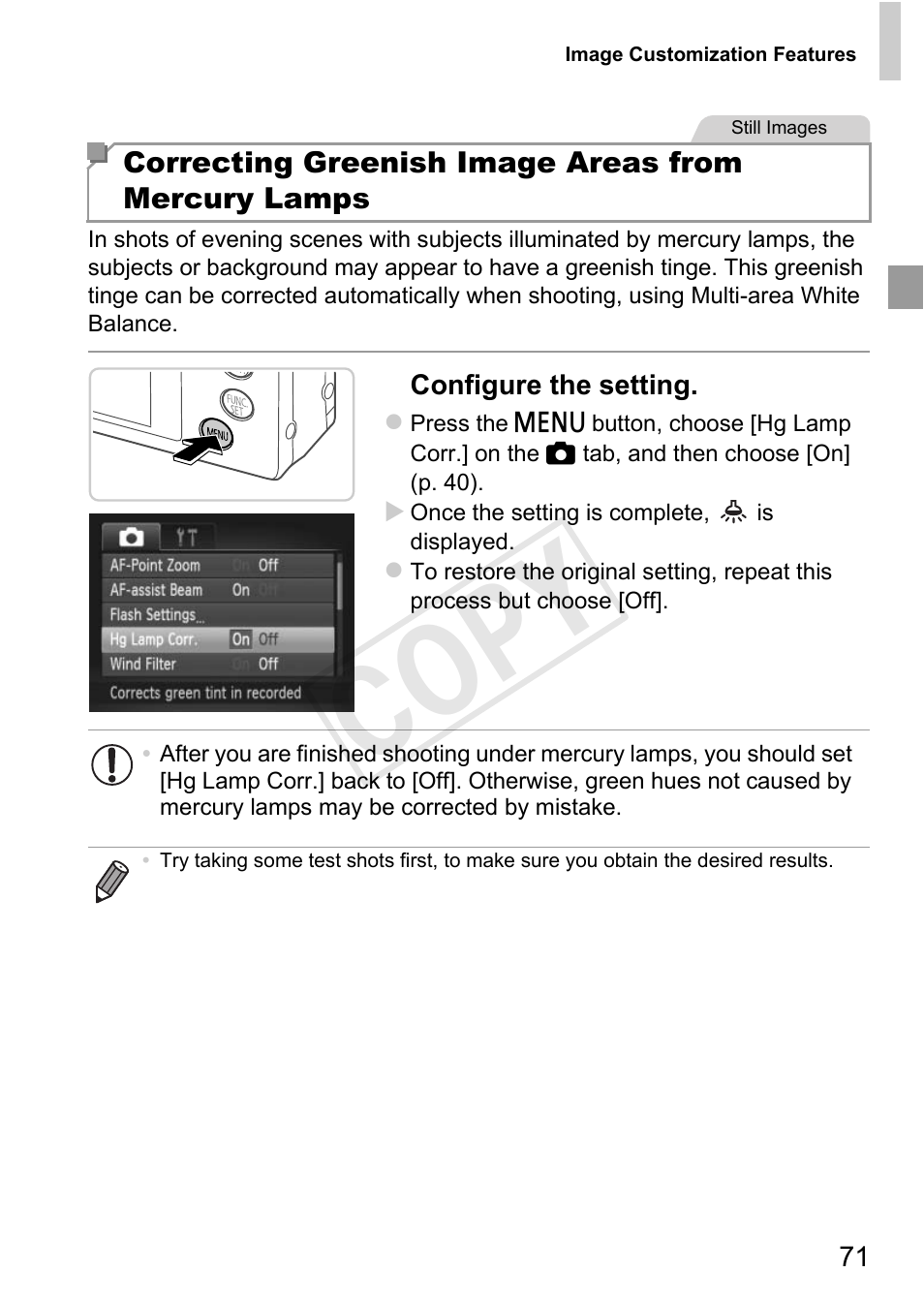 Cted (p. 71), smiling, s, Cop y | Canon 500 HS User Manual | Page 70 / 217