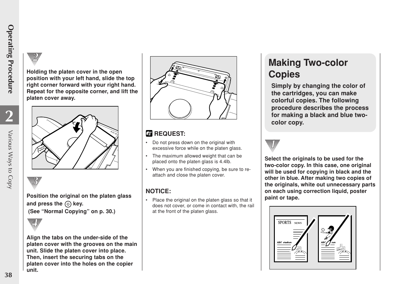 Making two-color copies | Canon PC 140 User Manual | Page 40 / 60