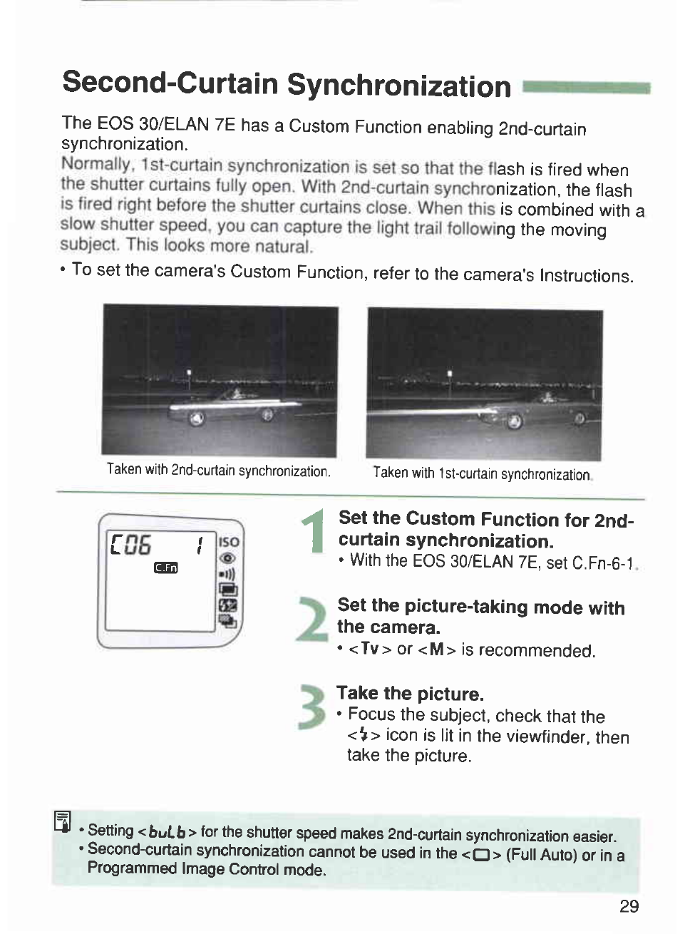 Second-curtain synchronization | Canon 420EX User Manual | Page 29 / 56