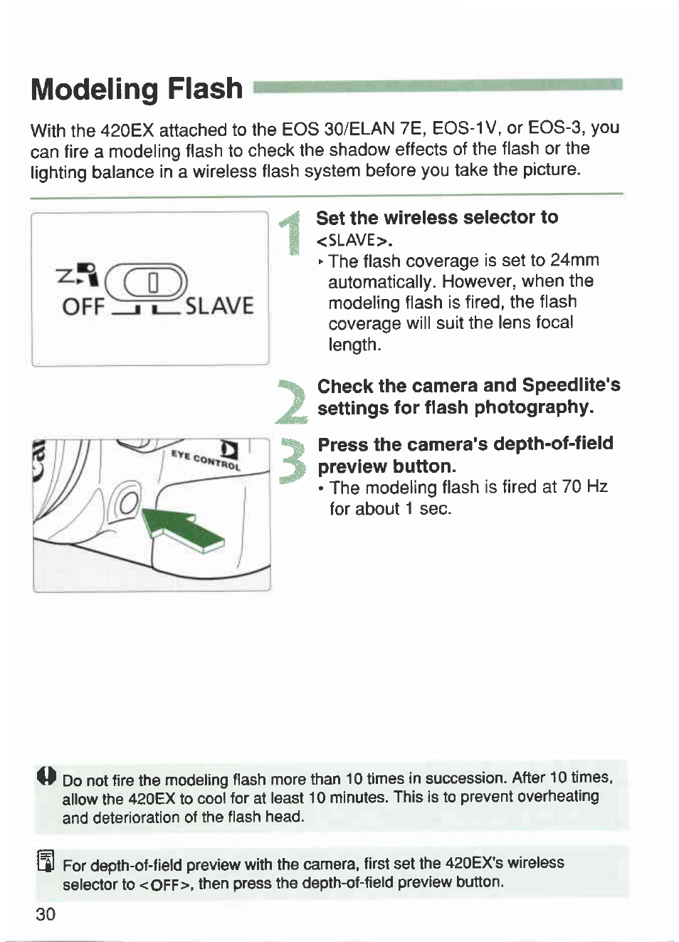 Modeling flash | Canon 420EX User Manual | Page 30 / 56