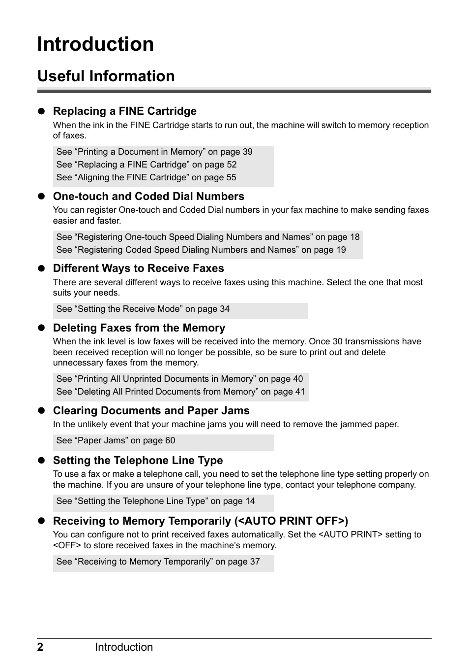 Introduction, Useful information | Canon FAX-JX210P User Manual | Page 3 / 86